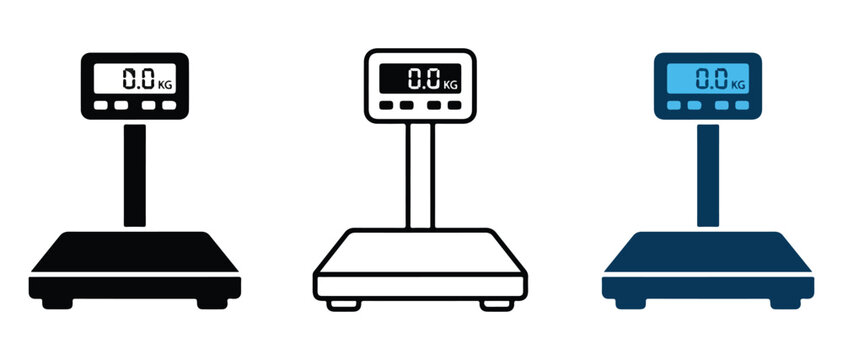 digital kitchen weighing scales showing zero point zero kilogram isolated on transparent background