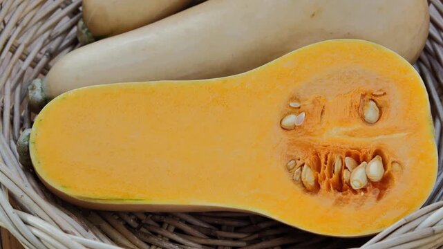 Butternut squash in a basket
