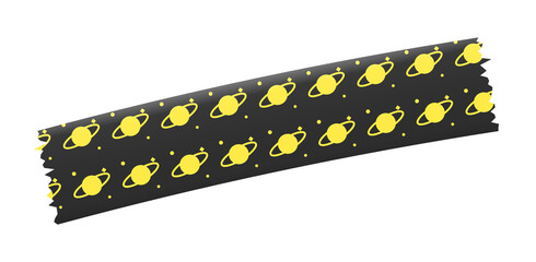 Black Washi Tape Featuring Yellow Saturn Planet Print For Space Projects © Rosie Lee