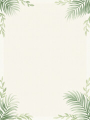 Fototapeta premium Leaf botanical frame border background tropical foliage nature decorative invitation Soft botanical leaf frame border background tropical foliage nature decorative invitation design cream paper