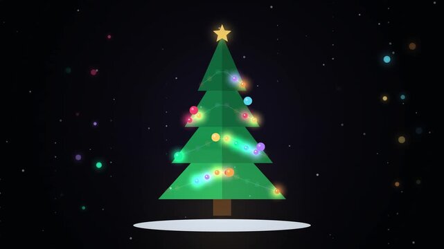 Colorful Illuminated Christmas Tree Celebration