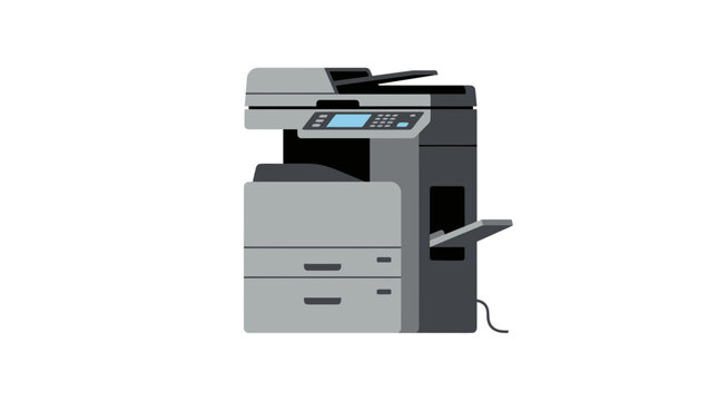 Modern Office Photocopier Machine Flat Illustration