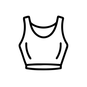 Sporty female crop top outline icon for fitness apparel shop.