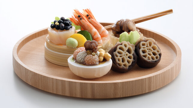 海老やれんこんなどを盛り合わせた華やかな和食料理
