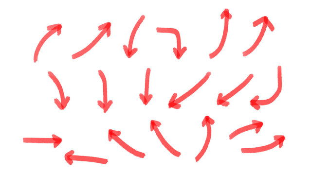 Hand Drawn Red Arrows Set