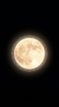 Bright full moon with geometric overlay against a dark night sky