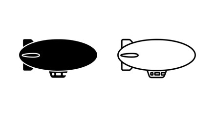 Airship vector icons, black and white zeppelin symbols for aviation design projects © Md