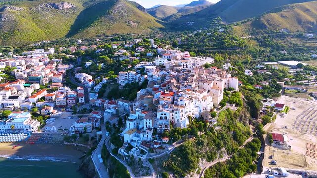 Aerial view of Sperlonga in the province of Latina, Lazio, Italy