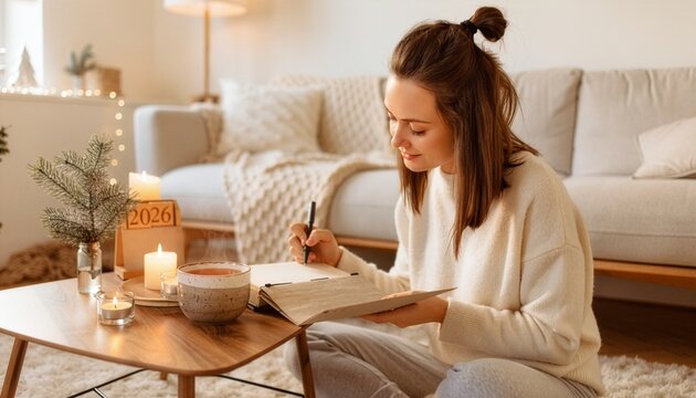Mental wellness and self-reflection at the end of the year through journaling and mindfulness.