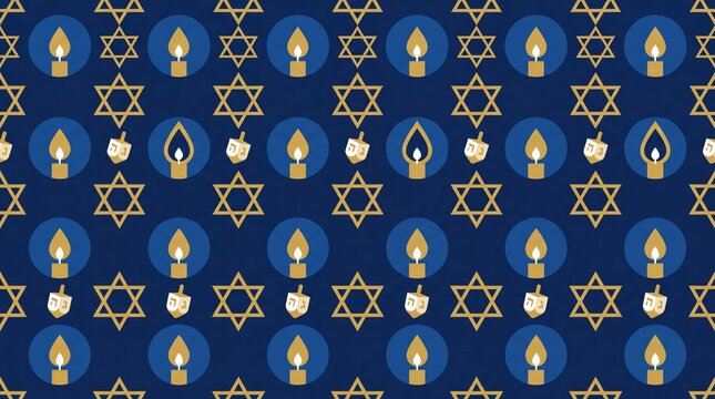 Hanukkah seamless pattern vektor with candles and stars of david