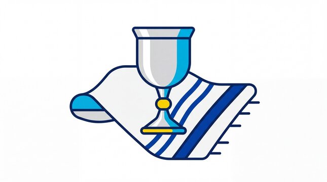 Hanukkah vektor illustration of kiddush cup and tallit shawl