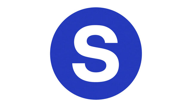 Isolated blue circle logo with white capital letter S symbol and identifier F (56).p