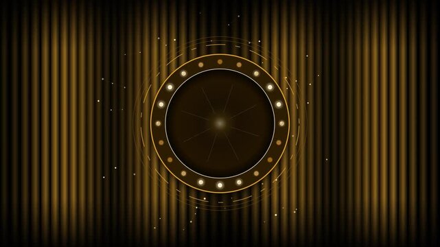 Luxury Golden Circular Frame with Vertical Light Lines and Sparkles