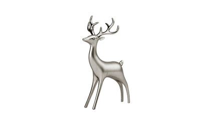 Isolated graceful metallic silver deer statue a stylish minimalist holiday animal ornament. © Diego