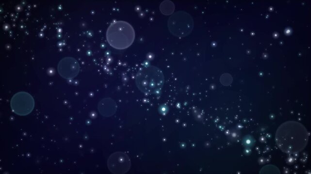 Starry bokeh particle field animation on dark background for night sky galaxy sparkle and cosmic space abstract backdrop