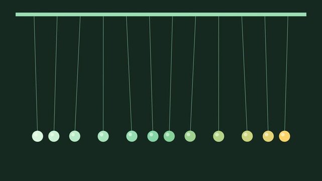 Forest green pendulum wave of balls on strings seamless loop