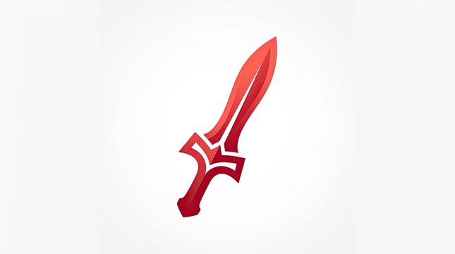 Modern Vibrant Bright Crimson Red Coral Orange Gradient Layered Sword Dagger Logo Vector Illustration