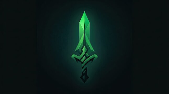 Modern Vibrant Emerald Green and Dark Forest Green Gradient Futuristic Sword Logo Vector Illustration