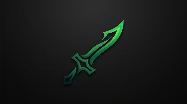 Modern Vibrant Emerald Green and Dark Forest Green Gradient Futuristic Sword Logo Vector Illustration