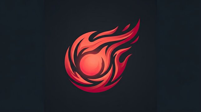 Modern Vibrant Coral Orange and Crimson Red Gradient Fiery Fireball Meteor Logo Vector Illustration