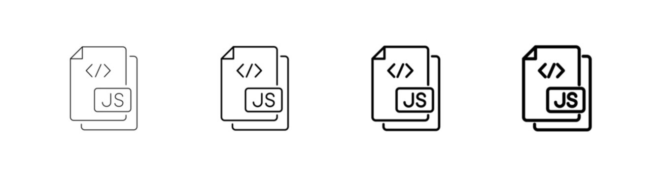 Programming Language Document and JavaScript Vector Line Icon Set Outline Icons Illustration