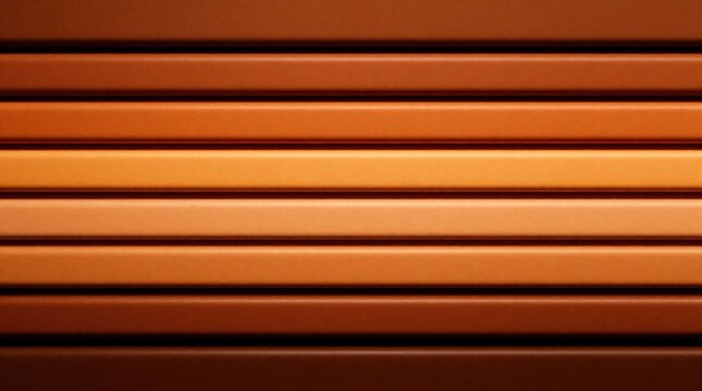 Abstract background with stacked parallel horizontal stripes. Warm earthy orange tones create smooth gradient texture. Layers of burnt amber, terracotta colors show rhythmic motion. Minimalist design