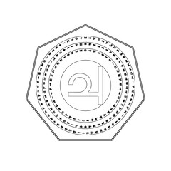 Black 7 sided polygon magic sigil with Jupiter symbol © AlexMelas