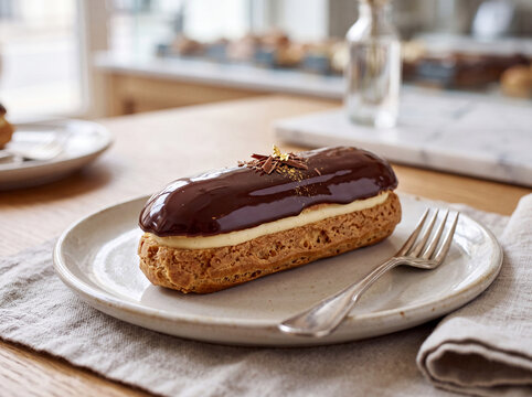 Chocolate Eclair with Cream Filling