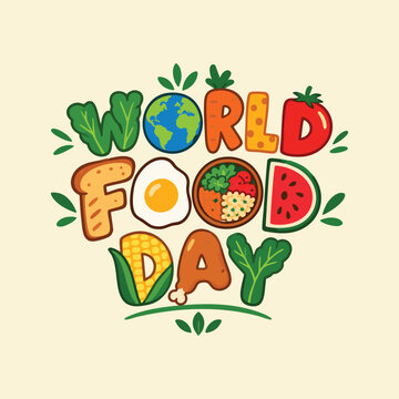 World food day writen with different type food