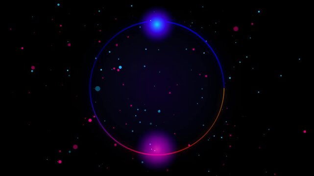 Colorful Neon Circular Ring with Floating Particle Lights