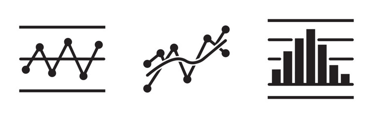 Obraz premium Data chart icons set with line graphs and bar chart for analytics and finance