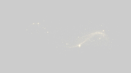 Obraz premium Golden sparkle dust trail on transparent background. Glowing magic particle wave effect for festive holiday design overlay