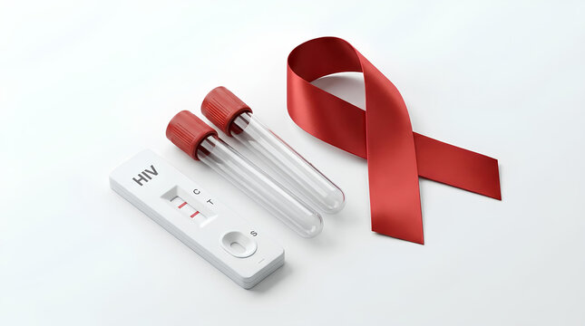 HIV Test Kit and Red Ribbon