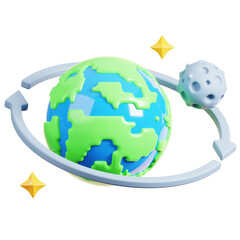Earth and Moon in Orbit 3D illustration © Broto