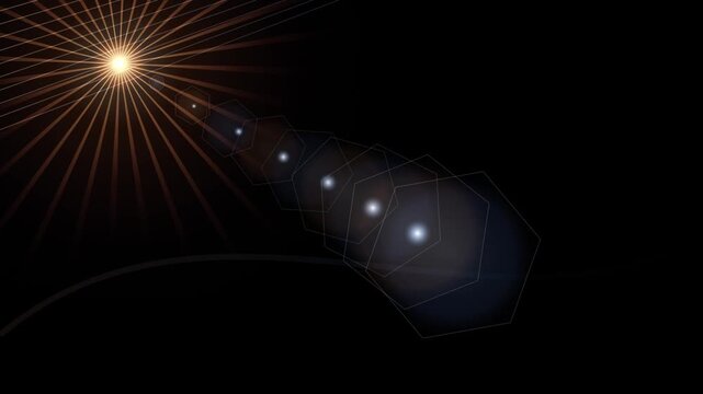 Cinematic Golden Lens Flare Sunburst with Glowing Light Rays