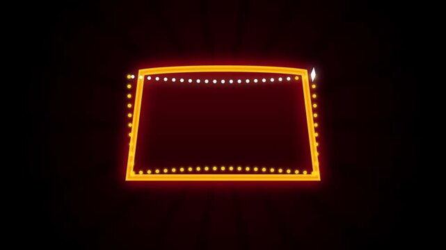 Retro Orange Marquee Trapezoid Frame with Flashing Light Bulbs