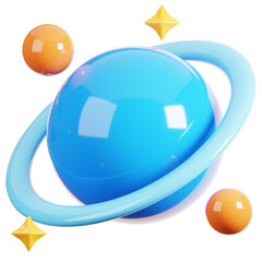 Saturn with Rings and Orbiting Moons 3D illustration © Broto