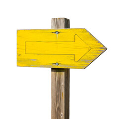 Yellow wooden directional signpost isolated on transparent background © Md