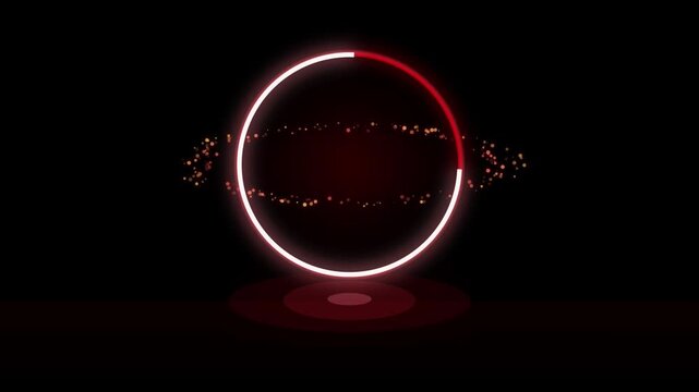 Red and White Neon Circular Audio Visualizer Ring with Spark Particles
