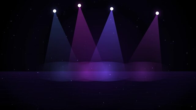 Purple and Blue Stage Spotlights on Empty Show Background