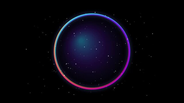 Multicolor Neon Circular Audio Visualizer Ring with Star Particles