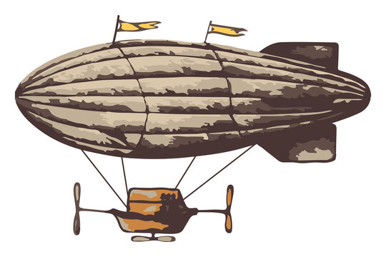 Vectorized hot air balloon sticker with white border