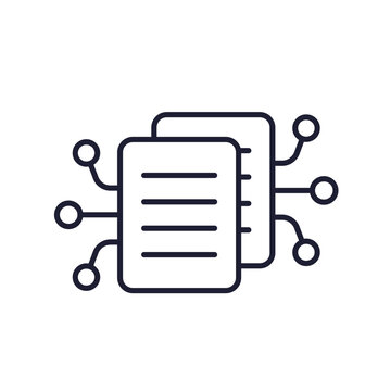 compiling data line icon with documents