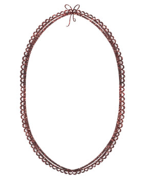 Oval Glitter Frame with Ribbon Edge, Burgundy Sparkle Border