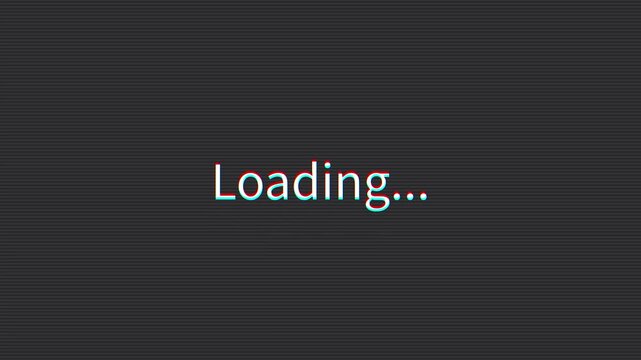 Retro Loading text with RGB color split, blend mode difference and CRT scanlines, vintage glitch loader screen animation in 4K, seamless loop