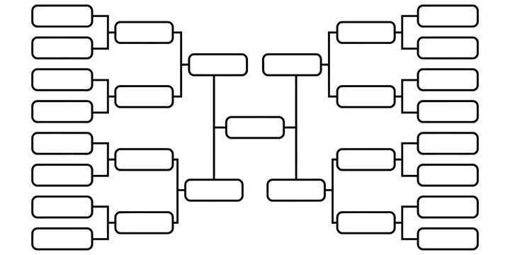 Tournament bracket template with clean lines for sports competition and event organization on transparent background.