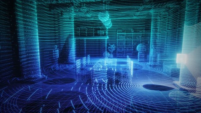 Lidar room scan 3d point cloud architecture interior mapping animation