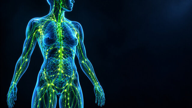 Human Lymphatic System 3D Render, Immunology Anatomy Concept