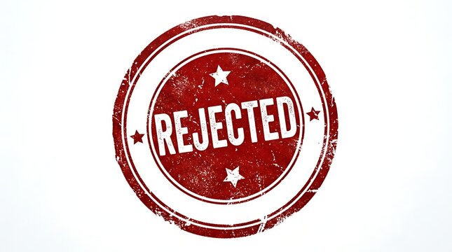 Red rejected stamp with stars isolated on white background