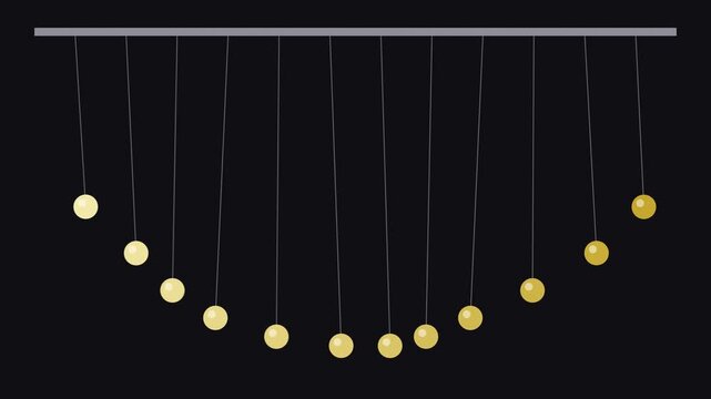 Gold pendulum wave of balls on strings seamless loop